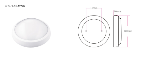 SPB-1-12-MWS (W) Светодиод. св-к IP54 12Вт 4000К 960лм круг 180х98 БЕЛ с датч. движ.