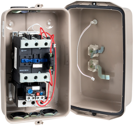 Пускатель в корпусе IP65 КМЭ 80А 230В с РТЭ и индикатором EKF PROxima