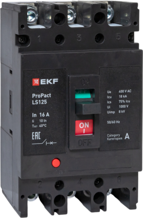 Автоматический выключатель LS125 18кА 3P 16А ProPact EKF