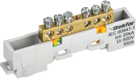 TEKFOR Шина PE "земля" неизол. на унив. держ. 6х9-6-Ж IEK