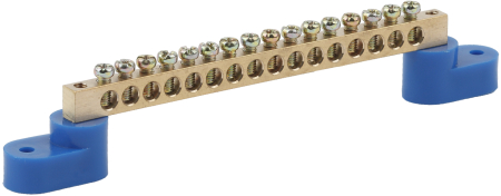 Аксессуары для клемм  ЭРА NO-222-60  Шина N "ноль" на двух угловых изол ШНИ-6х9-16-У2-синий