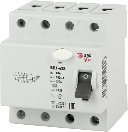 УЗО ВД1-63S Селективное 3P+N 40А 100mA NO-902-155 ЭРА Pro