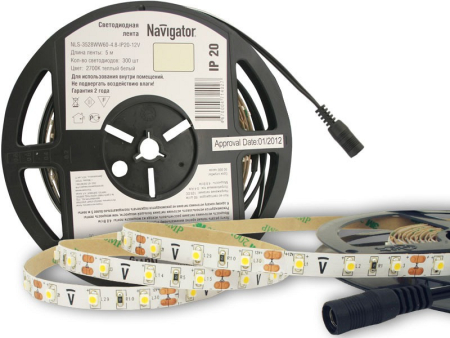 СД Лента Navigator 71 762 NLS-3528СW60-4.8-IP20-12V R5