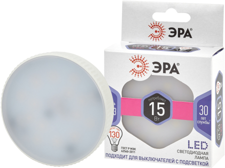 LED GX-15W-860-GX53 ЭРА (диод, таблетка, 15Вт, хол, GX53) (10/100/4200)