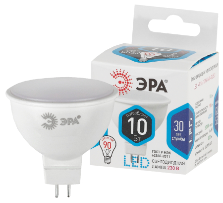 Лампа светодиодная Эра LED MR16-10W-840-GU5.3 (диод, софит, 10Вт, нейтр, GU5.3)