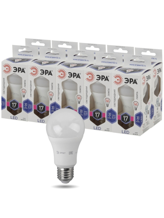 Лампы СВЕТОДИОДНЫЕ СТАНДАРТ LED A60-17W-860-E27  ЭРА (диод, груша, 17Вт, хол, E27),