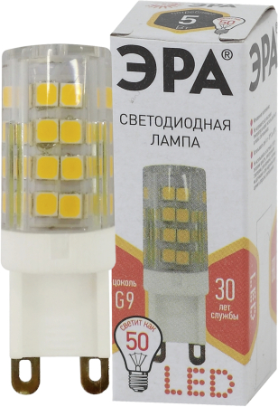 Лампы СВЕТОДИОДНЫЕ СТАНДАРТ LED JCD-5W-CER-827-G9  ЭРА (диод, капсула, 5Вт, тепл, G9)