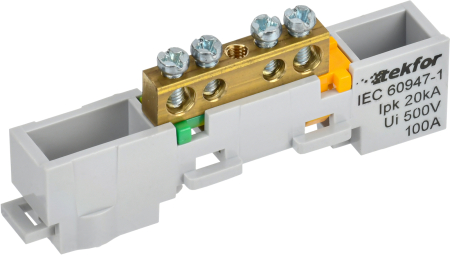 TEKFOR Шина PE "земля" неизол. на унив. держ. 6х9-4-Ж IEK