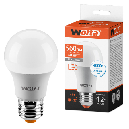 Лампа LED WOLTA A55 7Вт 560лм Е27 4000К   1/50