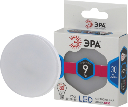 Лампа светодиодная Эра LED GX-9W-840-GX53 (диод, таблетка, 9Вт, нейтр, GX53)