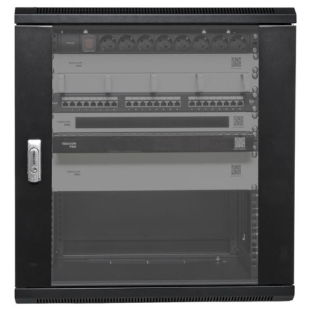 Шкаф настенный 19" TERACOM PRO 12U 600х450 мм дверь стеклянная с замком-ручкой чёрный