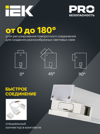 PRO Светильник LED лин. 1020 36Вт 4000К 900мм опал чер. IEK