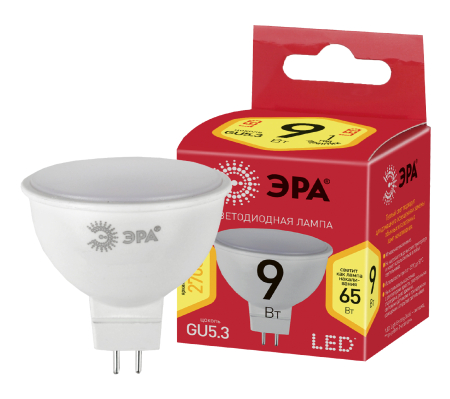Лампа светодиодная Эра ECO LED MR16-9W-827-GU5.3 (диод, софит, 9Вт, тепл, GU5.3)