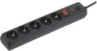 Сетевой фильтр СФ-05К 16А 5 мест 2P+PE/3м 3х1мм2 черный IEK