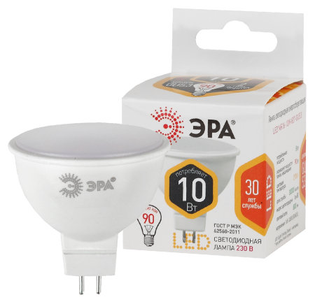 Лампа светодиодная Эра LED MR16-10W-827-GU5.3 (диод, софит, 10Вт, тепл, GU5.3)