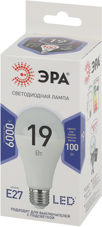 Лампы СВЕТОДИОДНЫЕ СТАНДАРТ LED A65-19W-860-E27  ЭРА (диод, груша, 19Вт, хол, E27)