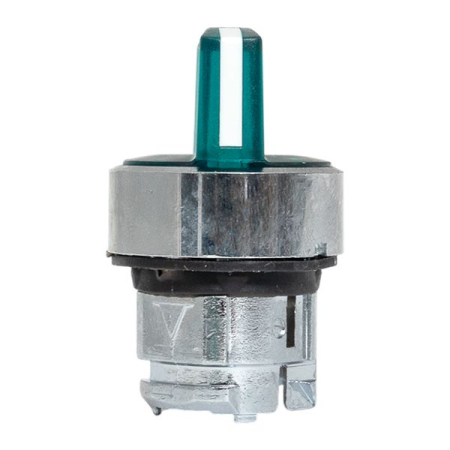 Исполнительный механизм переключателя ХB4 зеленый на 2 положения с фиксацией, с подсветкой с короткой ручкой IP65 EKF