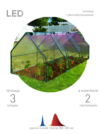 FITO-House-max  Теплица ЭРА FITO-House-max со светильниками в комплекте, 2700х900х900 мм, 3 отсека