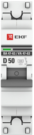 Автоматический выключатель 1P 50А (D) 4,5kA ВА 47-63 EKF PROxima