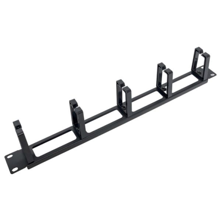 Кабельный органайзер TERACOM PRO 1U с 5 пластиковыми кольцами чёрный