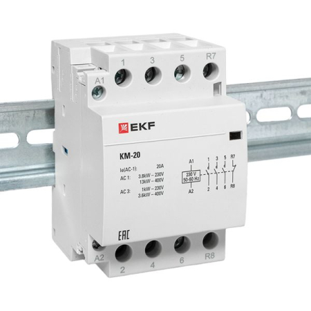 Контактор модульный КМ 20А 3NО+NC (3 мод.) EKF PROxima