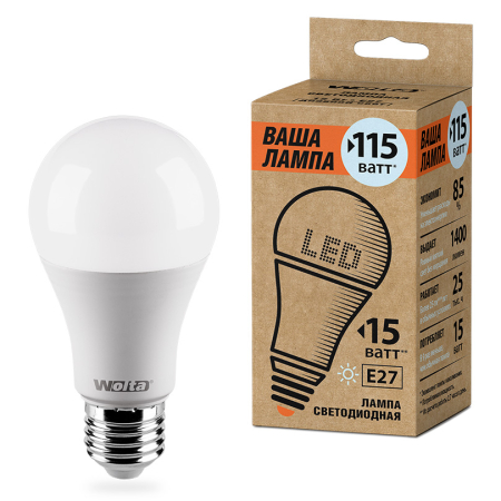 Лампа LED WOLTA A60 15Вт Е27 4000К   1/50