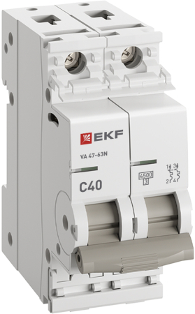 Автоматический выключатель ВА 47-63N 2P 40А (C) 4,5 кА PROXIMA EKF