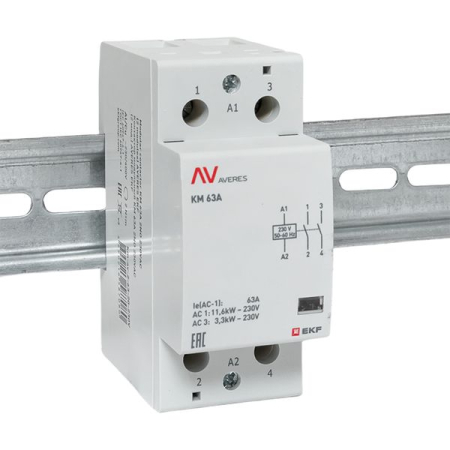 Контактор модульный КМ 63А 2NО 230VAC (2 мод.) AVERES EKF