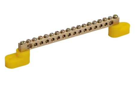 Шина PE "земля" на двух угловых изол ШНИ-6х9-16-У2-Ж IEK