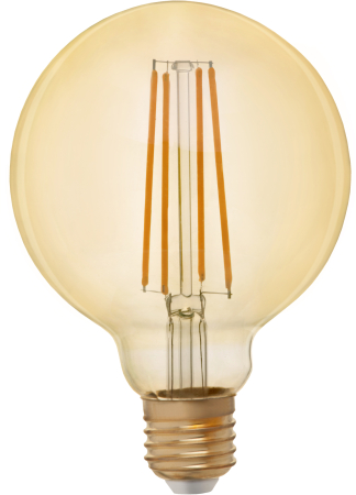 F-LED G95-7W-824-E27 gold ЭРА (филамент, шар зол, 7Вт, тепл, E27) (20/420)
