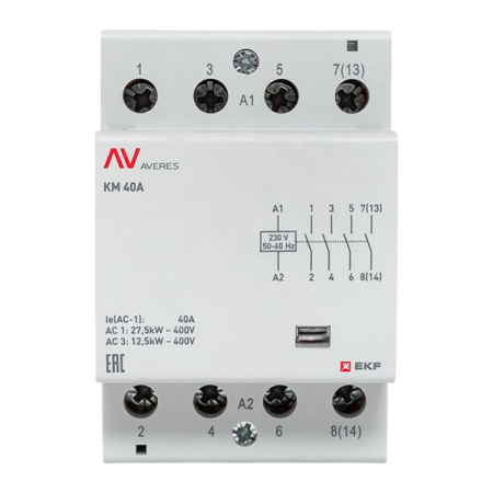 Контактор модульный КМ 40А 4NO 230VAC (3 мод.) AVERES EKF