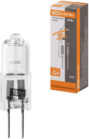 Лампа капсульная галогенная JC - 10Вт - 12В - G4 прозрачная TDM