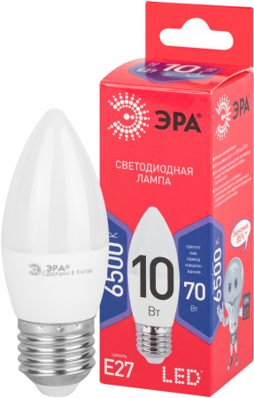 LED B35-10W-865-E27 R ЭРА (диод, свеча, 10Вт, хол, E27) (10/100/3500)