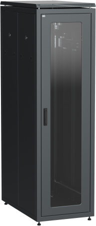 ITK Шкаф сетевой 19" LINEA N 42U 600х1000 мм стеклянная передняя дверь, задняя перфорированная черный