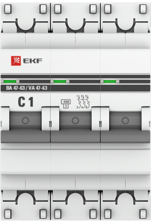 Автоматический выключатель 3P 1А (C) 4,5kA ВА 47-63 EKF PROxima