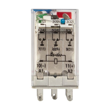 Реле промежуточное с кнопкой и мех. Индикацией RPAt 22/3 10A 24В DC EKF AVERES