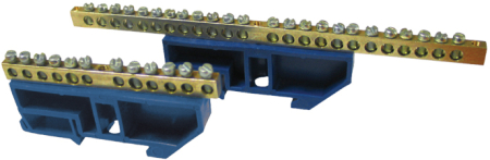 Шина "0" N (6х9мм) 12 отверстий латунь синий изолятор на DIN-рейку EKF PROxima