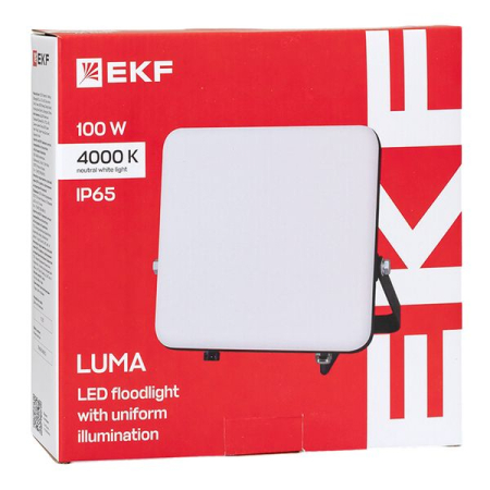 Прожектор светодиодный СДО-4005 100Вт 4000К IP65 с равномерной засветкой LUMA EKF