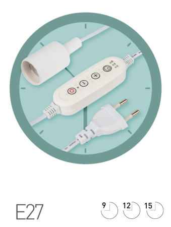 FITO-Time Holder E27  Светильник для растений ЭРА FITO-Time Holder E27 с проводом и таймером для фитоламп с цоколем Е27