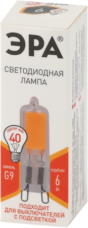 Лампочка светодиодная ЭРА STD LED JCD-6W-GL-827-G9 G9 6Вт капсула теплый белый свет