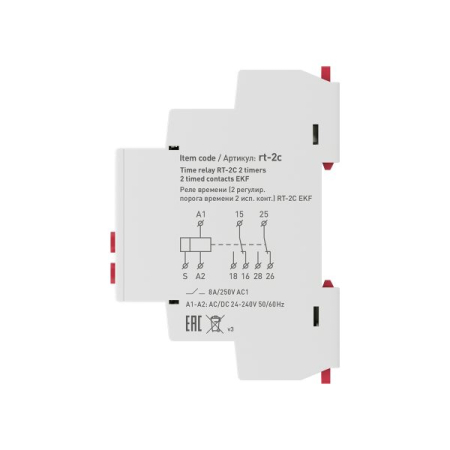 Реле времени (2 регулир. порога времени 2 исп. конт.) RT-2C EKF PROxima