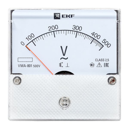 Вольтметр VMA-801 аналоговый на панель (80х80) круглый вырез 500В прямое подкл. EKF PROxima