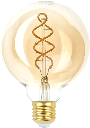 F-LED G95-7W-824-E27 spiral gold  Лампочка светодиодная ЭРА F-LED G95-7W-824-E27 spiral gold E27 / Е27 7Вт филамент шар золотистый теплый белый свет