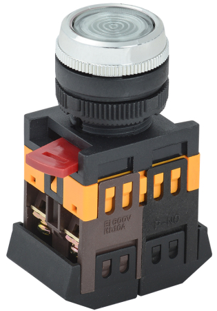 Кнопка ABLFS-22 прозрачный d22мм неон/240В 1з+1р IEK