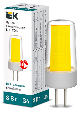 Лампа LED COB капсула 3Вт 230В 4000К керамика G4 IEK