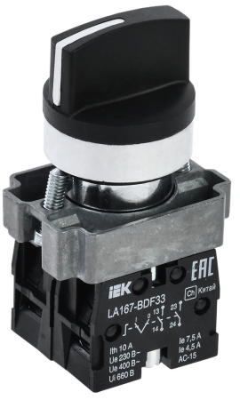 Переключатель LA167-BDF33 3 полож. 2з черный IEK