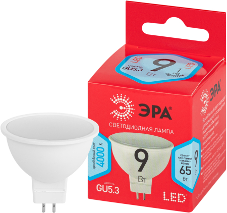LED MR16-9W-840-GU5.3 R  Лампочка светодиодная ЭРА RED LINE LED MR16-9W-840-GU5.3 R GU5.3 9 Вт софит нейтральный белый свет