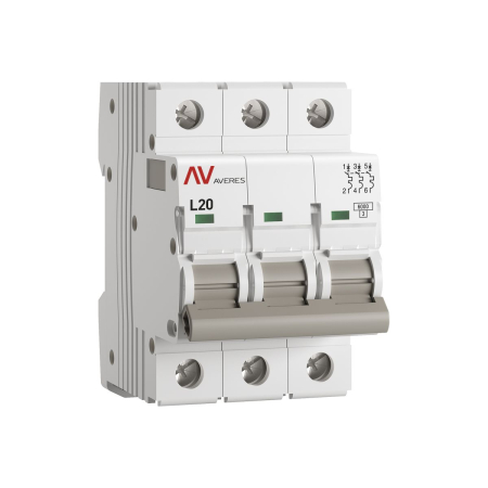 Выключатель автоматический AV-6 3P 20A (L) 6kA EKF AVERES