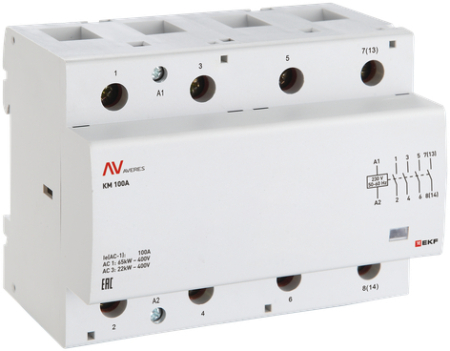 Контактор модульный КМ 100А 3NO+1NC 230В АС (6 мод.) AVERES EKF