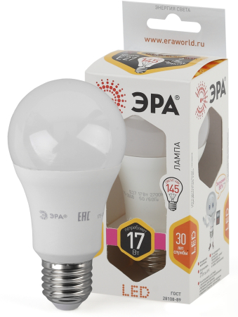 Лампы СВЕТОДИОДНЫЕ СТАНДАРТ LED A60-17W-827-E27  ЭРА (диод, груша, 17Вт, тепл, E27)